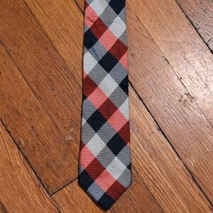 Express Checkered Tie in Red, White, Blue - 100% Silk